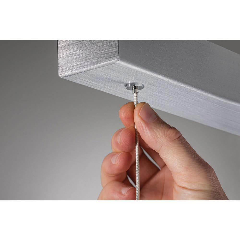 LED Pendelleuchte Smart Home Zigbee Aptare Alu-Gebürstet mit verstellbarem Kabel für optimale Höhenanpassung.