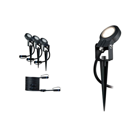 LED Projecteur de jardin Plug & Shine Sting kit d’extension anthracite IP67 pour un éclairage de jardin individuel.