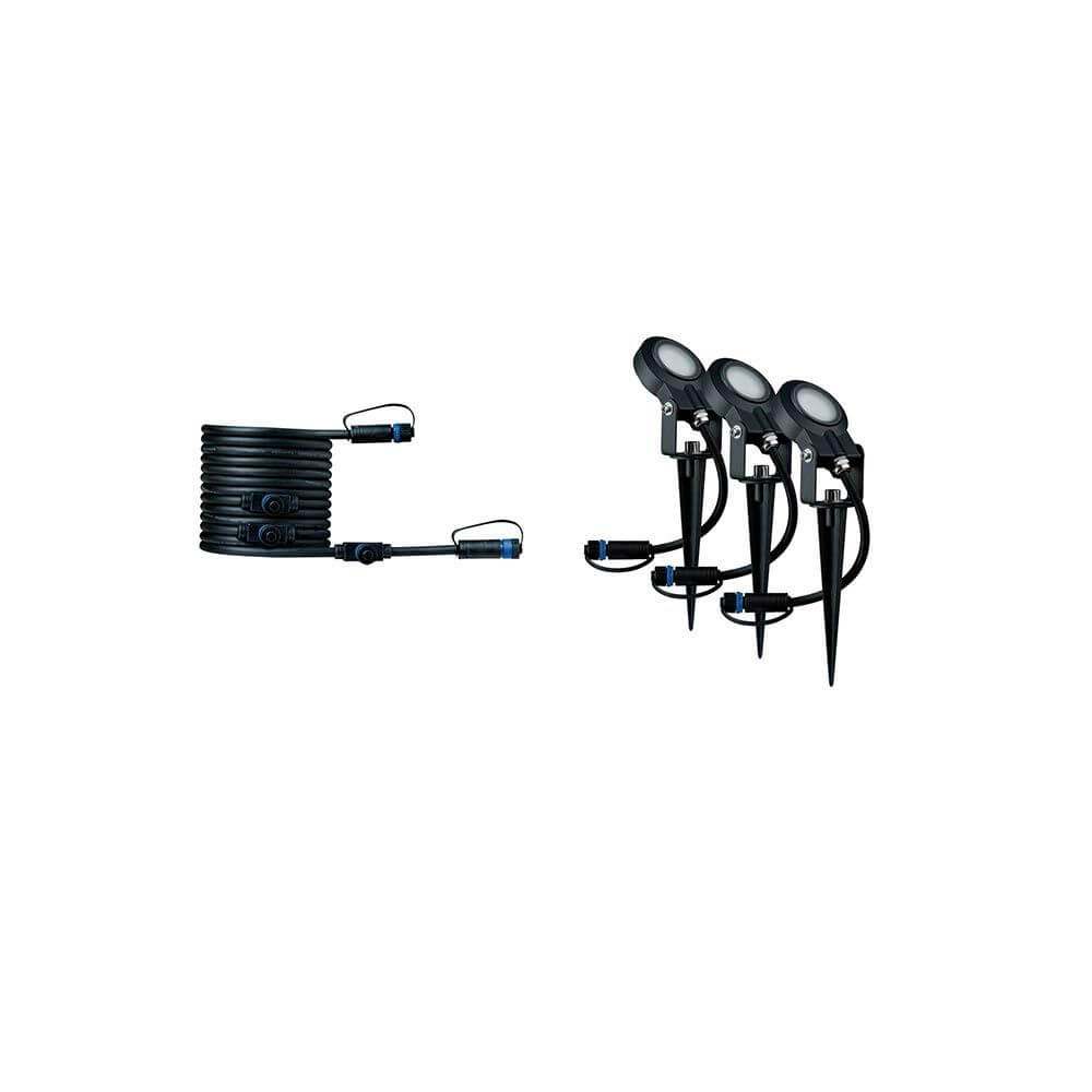 LED Plug & Shine Gartenstrahler Sting Erweiterungsset Anthrazit IP67 mit Lichtquellen und Verbindungselementen