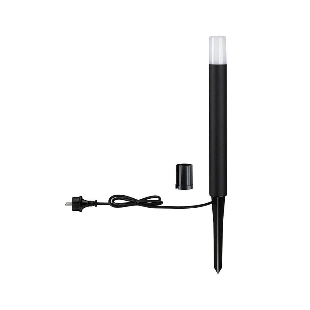 LED Pollerleuchte Flarea 40cm Schwarz Metall IP65 mit Kabel und Stecker, blendfreies Licht für Außenbereiche.