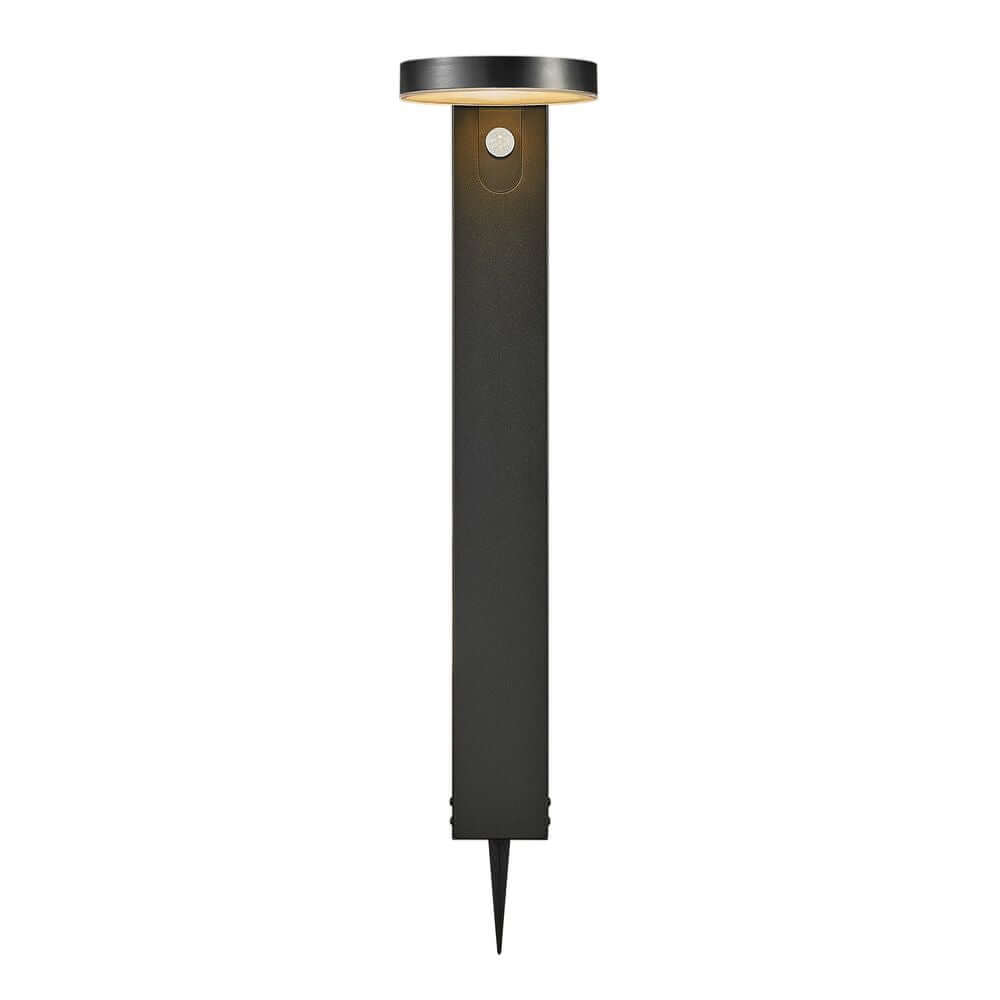 LED Pollerleuchte Rica Round Solar IP44 in modernem Design mit Bewegungssensor.