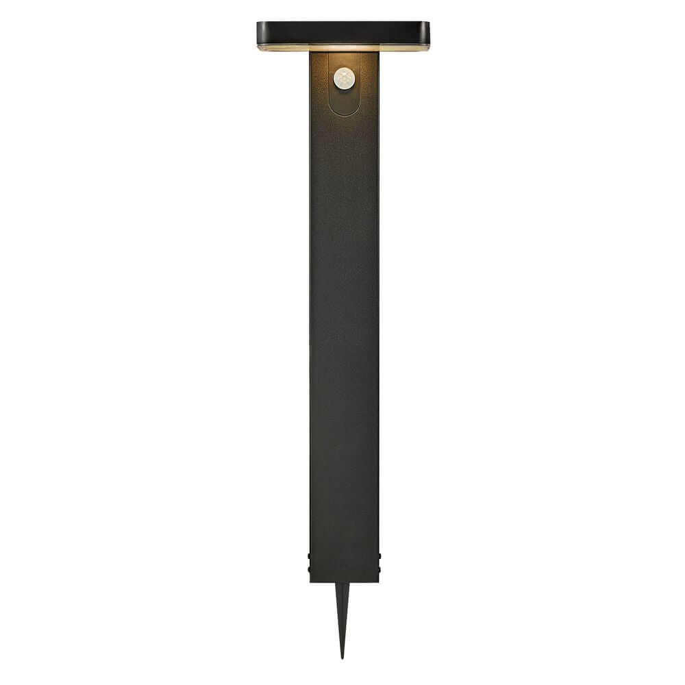 LED Pollerleuchte Rica Square Solar IP44 in modernem Design mit Bewegungssensor für den Außenbereich.