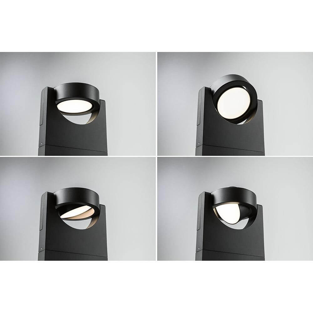 LED Pollerleuchte Swivea Anthrazit mit schwenkbarem Kopf, verschiedene Lichtpositionen, modernes Design, optimales Weglicht.
