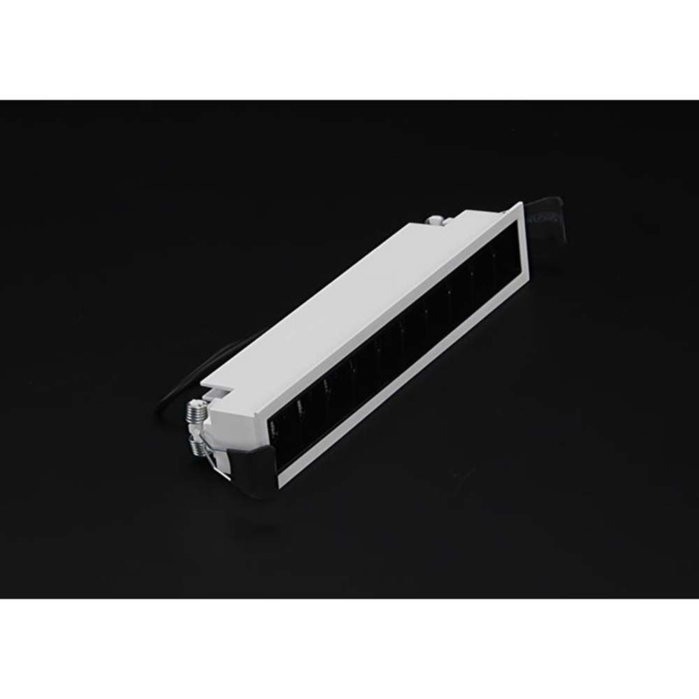 LED Raster-Einbaulampe in Weiß-Matt mit schwarzem Reflektor, 10x2W, warm-weiß, 2900K, für modernes Lichtdesign