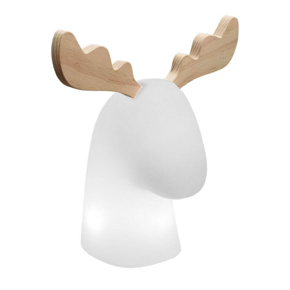 LED Rentier Rudy Akku + Solar IP65 - kabellose Dekolampe mit Holzgeweih für stimmungsvolle Beleuchtung