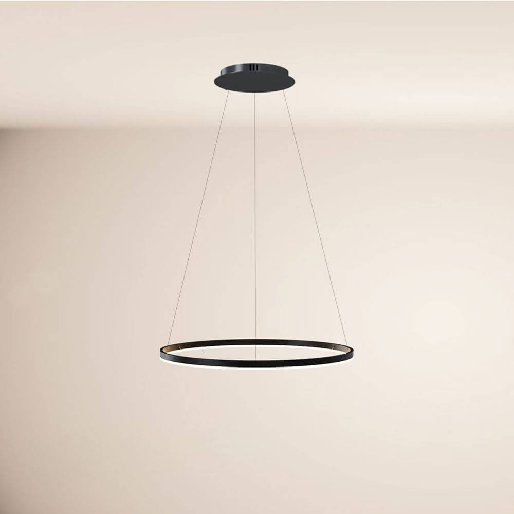 s.luce LED Ring Hänglampa Ø 80cm, modern och elegant pendellampa, minimalistisk design i svart.