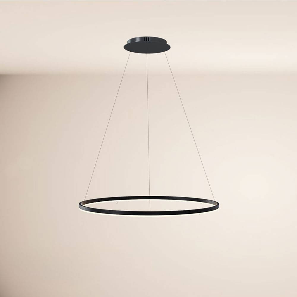 s.luce Lampe suspendue en anneau LED Ø 100 cm dans un design moderne et minimaliste, éclairage parfait pour des espaces stylés.
