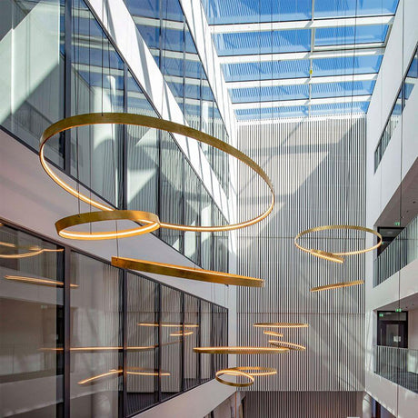 s.luce Made LED-Ring XL Pendelleuchte Ø bis 230 cm Dimmbar RAL in modernem Architekturdesign