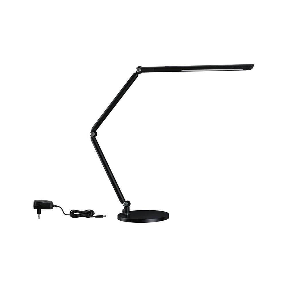 LED Schreibtischleuchte FlexBar in Schwarz mit verstellbarem Flexarm und Touchdimmer für dimmbare Lichtfarbe.