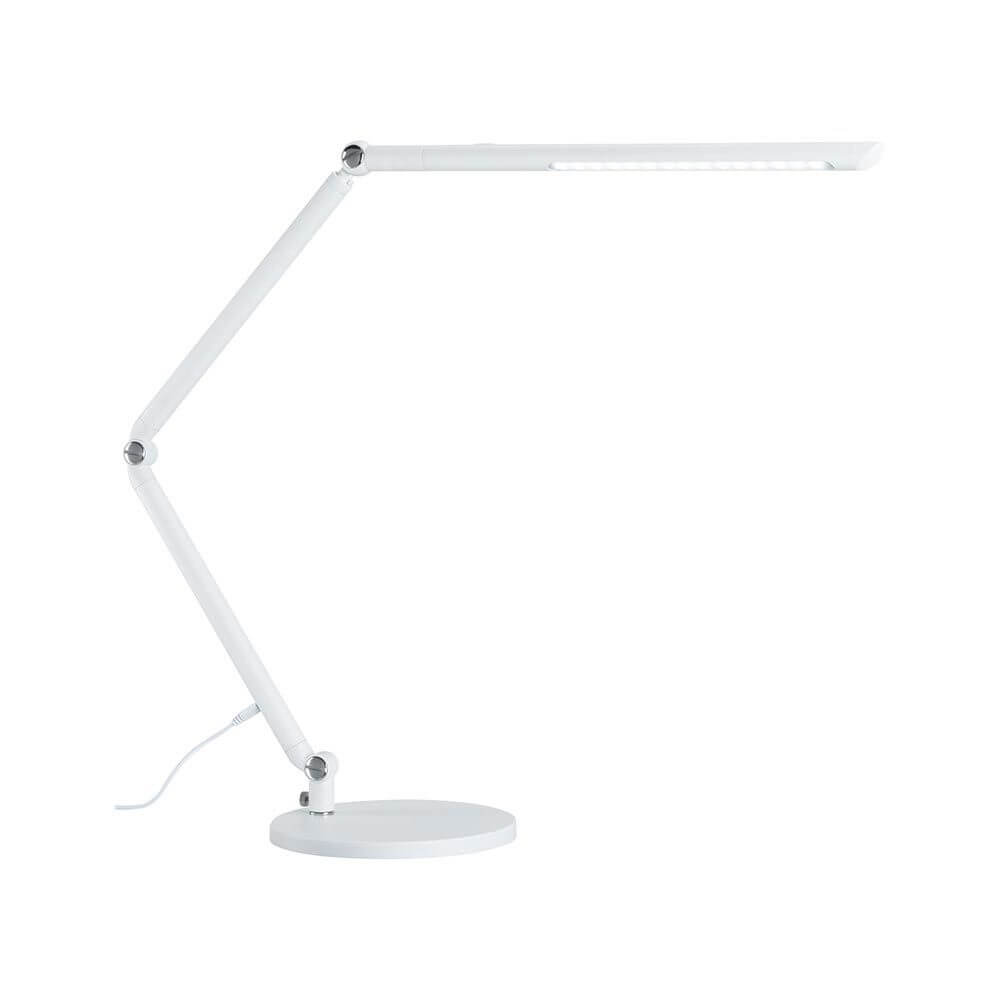 LED Schreibtischleuchte FlexBar in Weiß mit verstellbaren Gelenken und 3-Stufen-Dimmer für optimales Licht.