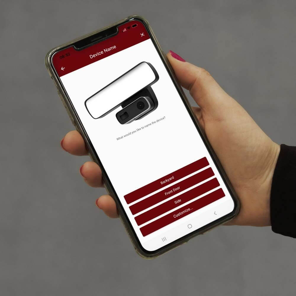 Smartphone-Anwendung zur Steuerung der LED Smartlight Wandleuchte mit Kamera und Lautsprecher.