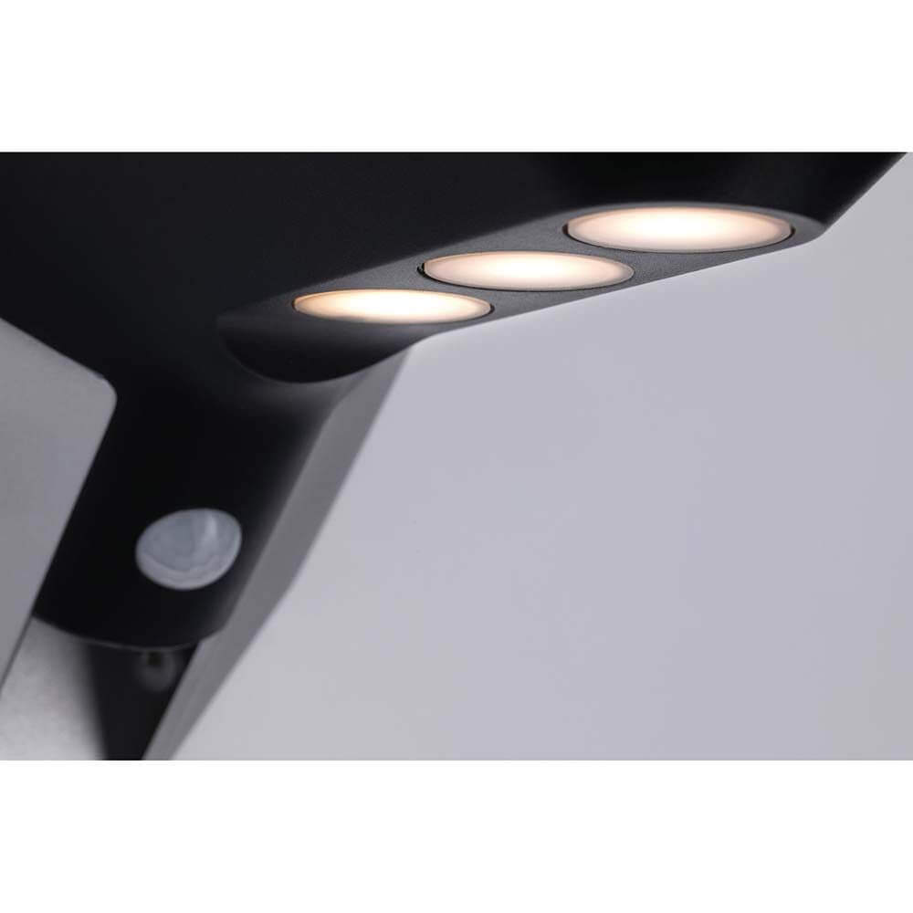 LED Solar Wandlampe Soley mit Bewegungsmelder IP44 3000K Anthrazit