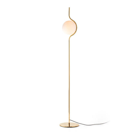 LED-gulvlampe LE VITA 6W 2700K i gullfarge i moderne design med rund armatur og gullfarget stativ.