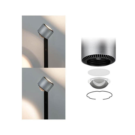 LED Aldan floor lamp 15.5W dimmable with swiveling spotlight head and dimmable light.
