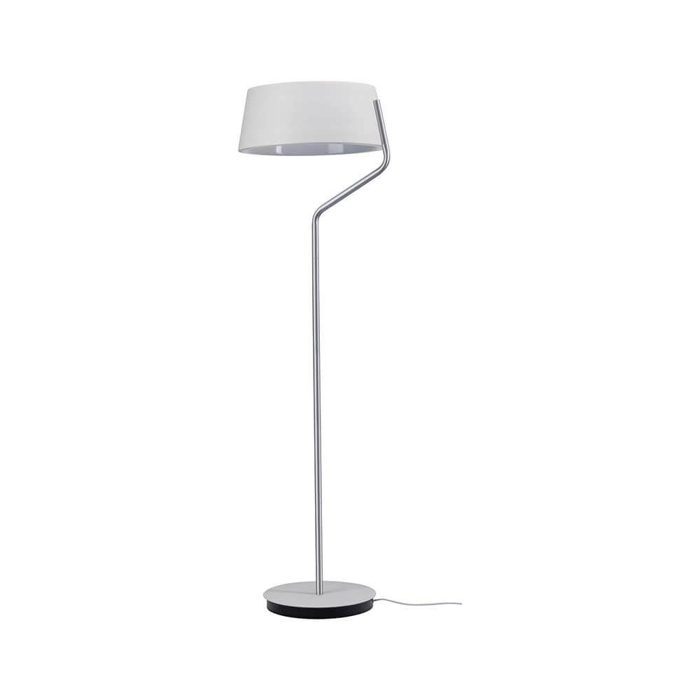 LED Stehleuchte Belaja 22W Weiß/Chrom-Matt mit Fußdimmer und Schalter, elegante Lichtquelle für jeden Raum.