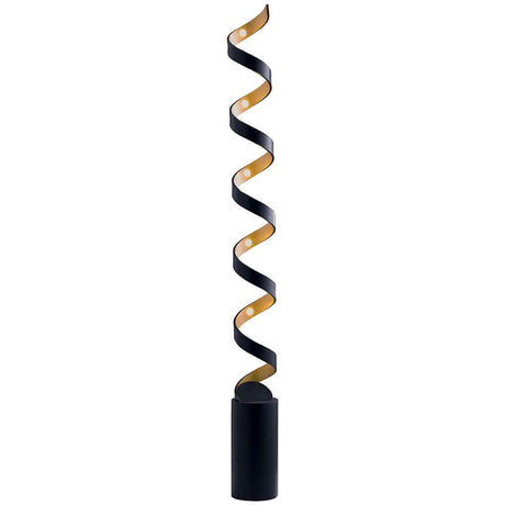 LED Floor lamp Helix Gold, Black in a modern spiral shape with indirect lighting.