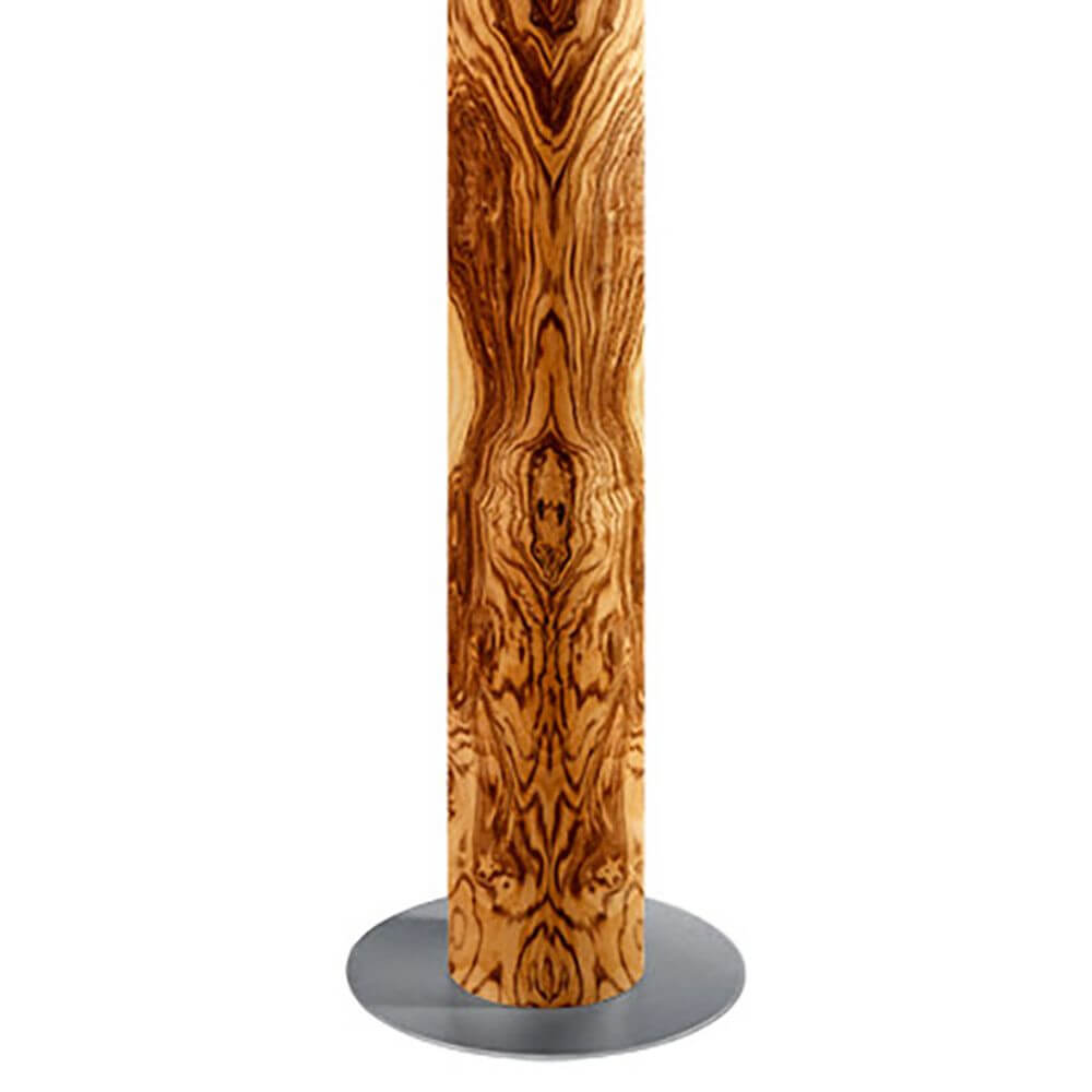 LED Stehleuchte Stein Columna 160cm Olivenmaser mit einzigartiger Holzmaserung und eleganter Basis.