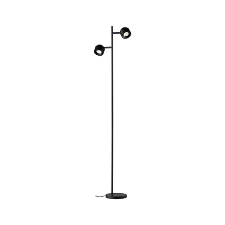 LED Puric Pane floor lamp, 3-step dimmable, black, with two individually adjustable spot heads.