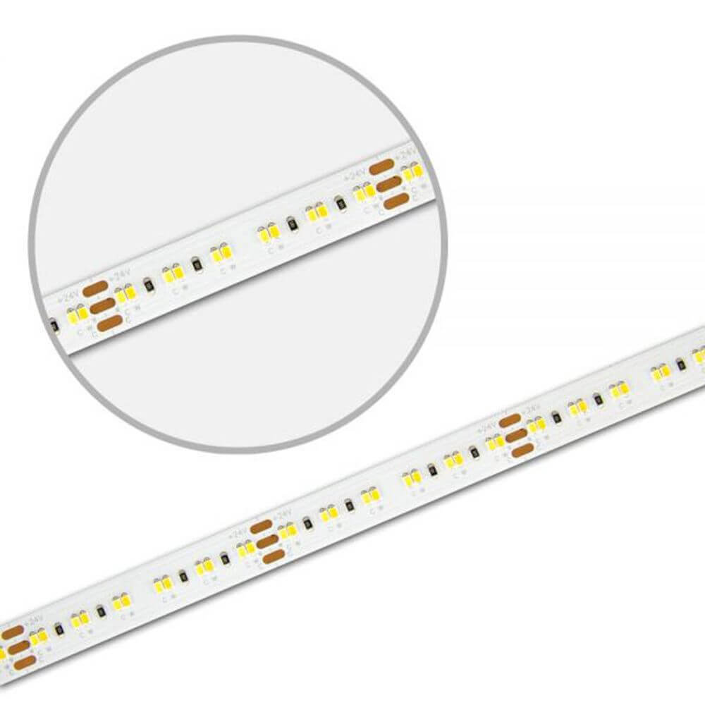 LED Strip 5m 8500lm 24V Weiß-dynamisch – Detailansicht der homogenen Lichtlinien.