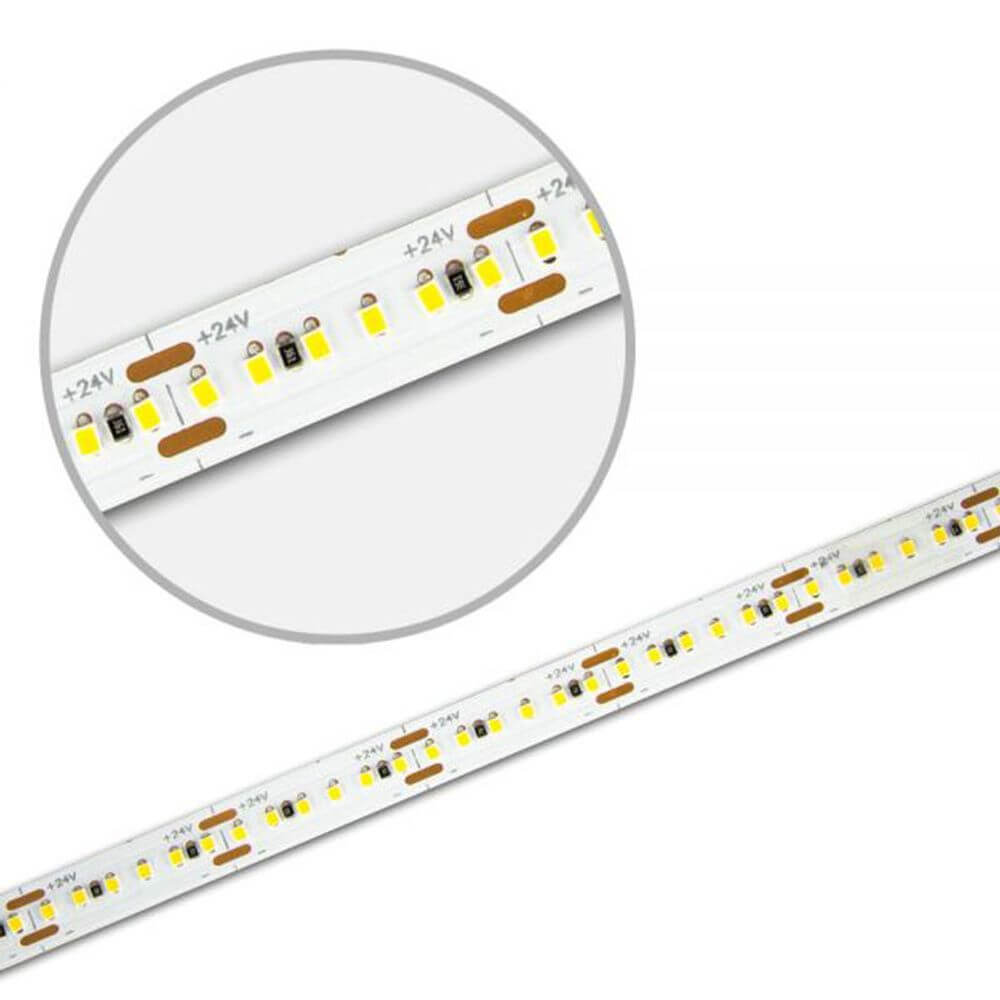 LED Strip Linear 5m 4250lm 24V Warmweiß, Detailaufnahme der Lichtstreifen mit PWM und PFM Modulation.