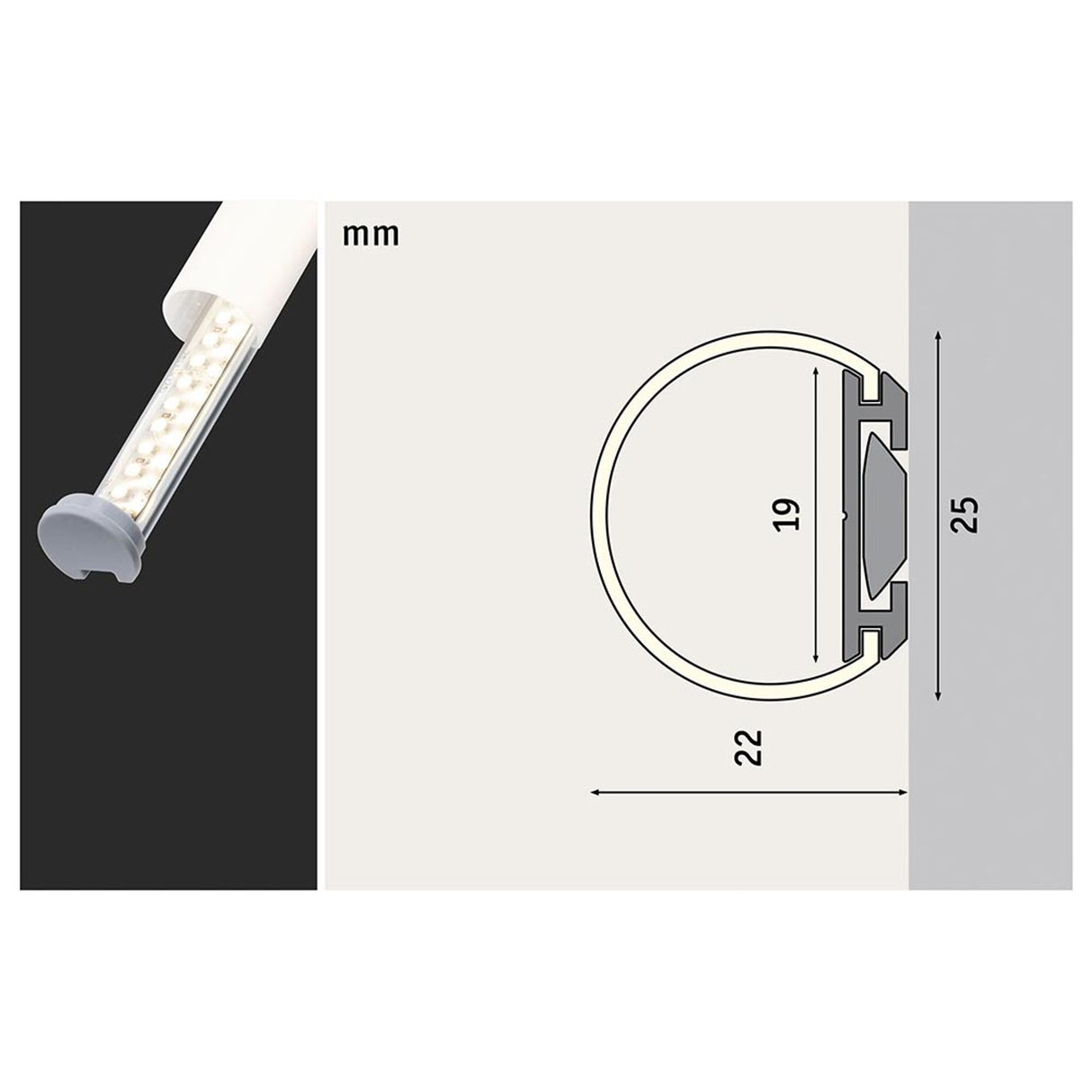 LED Strip Profil Tube 2m Weiß