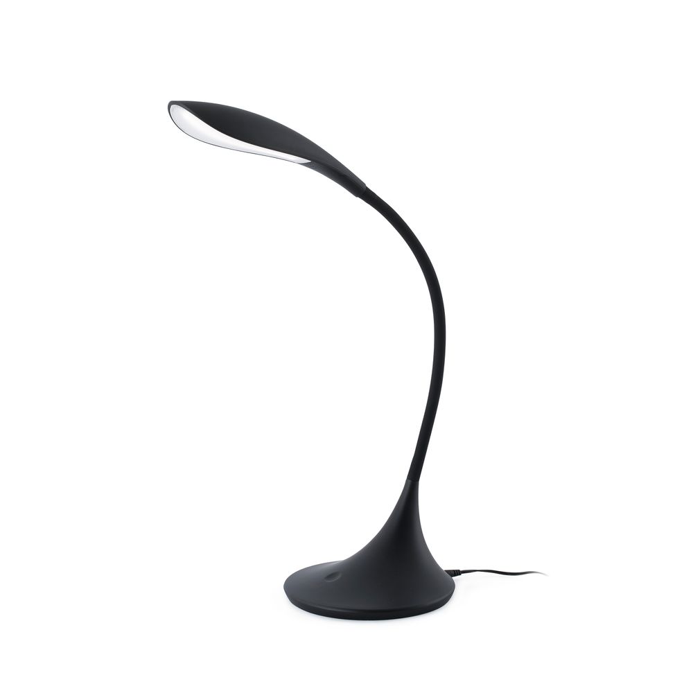 LED Tisch-Leseleuchte OTTO 6W 4000K 550lm Schwarz in elegantem Design auf schwarzem Sockel.