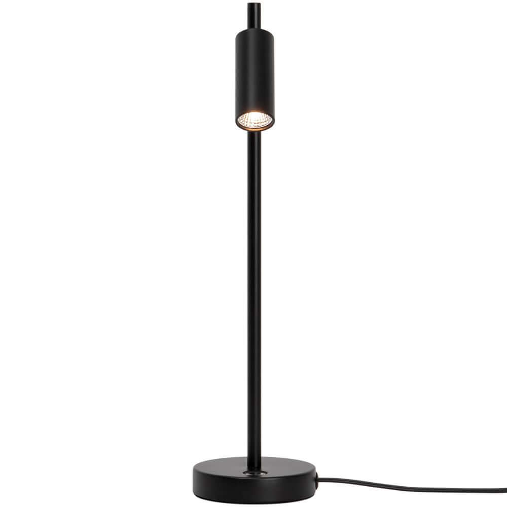 LED Tischlampe Omari in minimalistischen schwarzem Design mit Touch-Schalter und Dimmerfunktion.