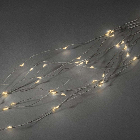 LED Drop tinsel 10 strands with 20 diodes 200 amber diodes on silver-colored wires.