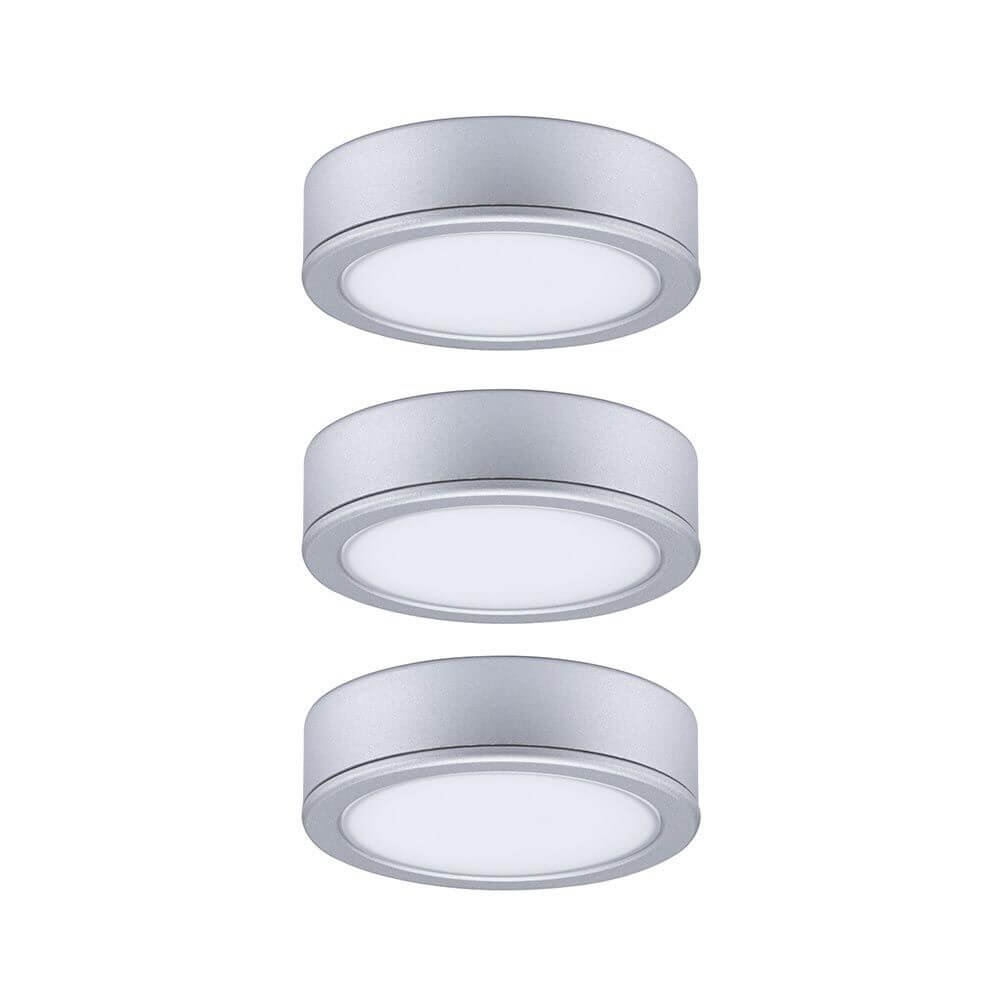 LED Unterschrankleuchte Pukk Chrom-Matt im 3er-Set für Beleuchtung unter Schränken und Regalen.