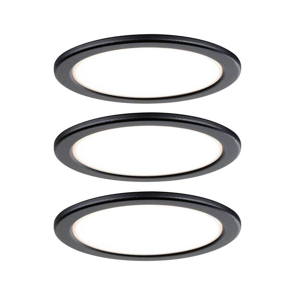 LED Unterschrankleuchte Pukk Rund 6,5cm Schwarz im 3er-Set für Möbelbeleuchtung unter Schränken und Regalen.