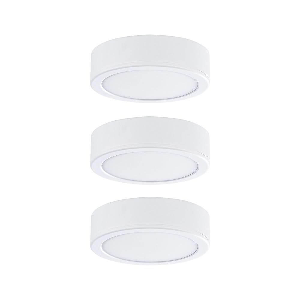 LED Unterschrankleuchte Pukk Rund 6,5cm Weiß im 3er-Set für Möbelbeleuchtung und zur effektvollen Inszenierung.