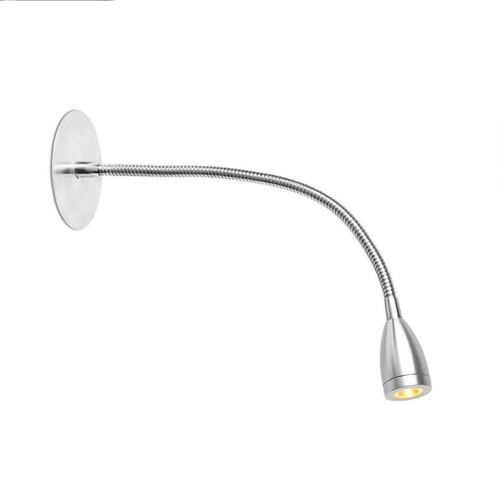 LED Wand-Leseleuchte LOKE-3 3W 3000K Chrom mit flexibler Halterung in silber