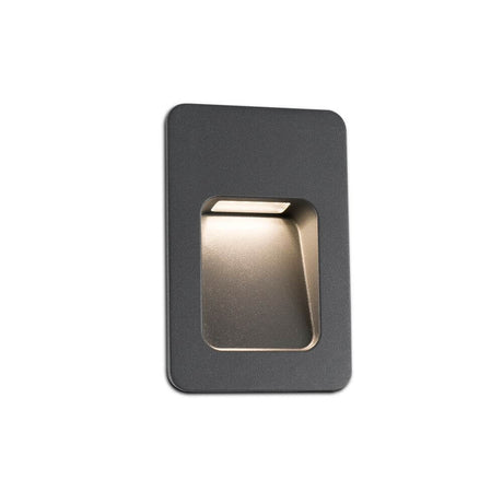 LED innfelt veggarmatur NASE-2 3000K IP44 mørkegrå i elegant design med mykt lys.