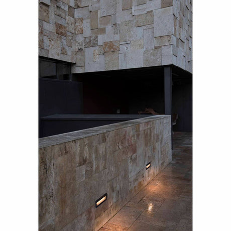 LED Wand-Einbauleuchte NAT IP65 Dunkelgrau an wall panel in modern architecture.