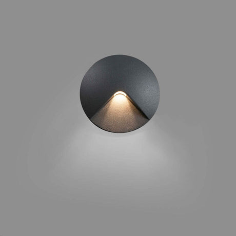 LED vegginnfellingsarmatur UVE 3000K IP44 mørkegrå montert på en vegg, moderne design i mørkegrå.