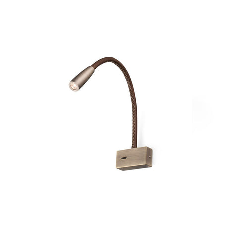 LED Wand-Leselampe LEAD 3W 3000K Bronze mit flexiblem Schwanenhals und modernem Design.