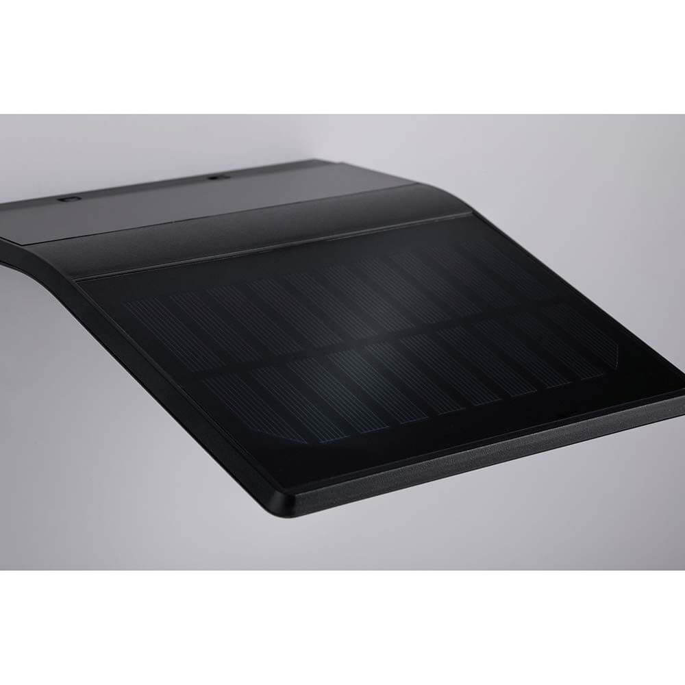 LED Wand-Solarleuchte Yoko mit Sensor IP44 3000K Anthrazit Solarpanel in Schwarz, ideal für Außenwände.