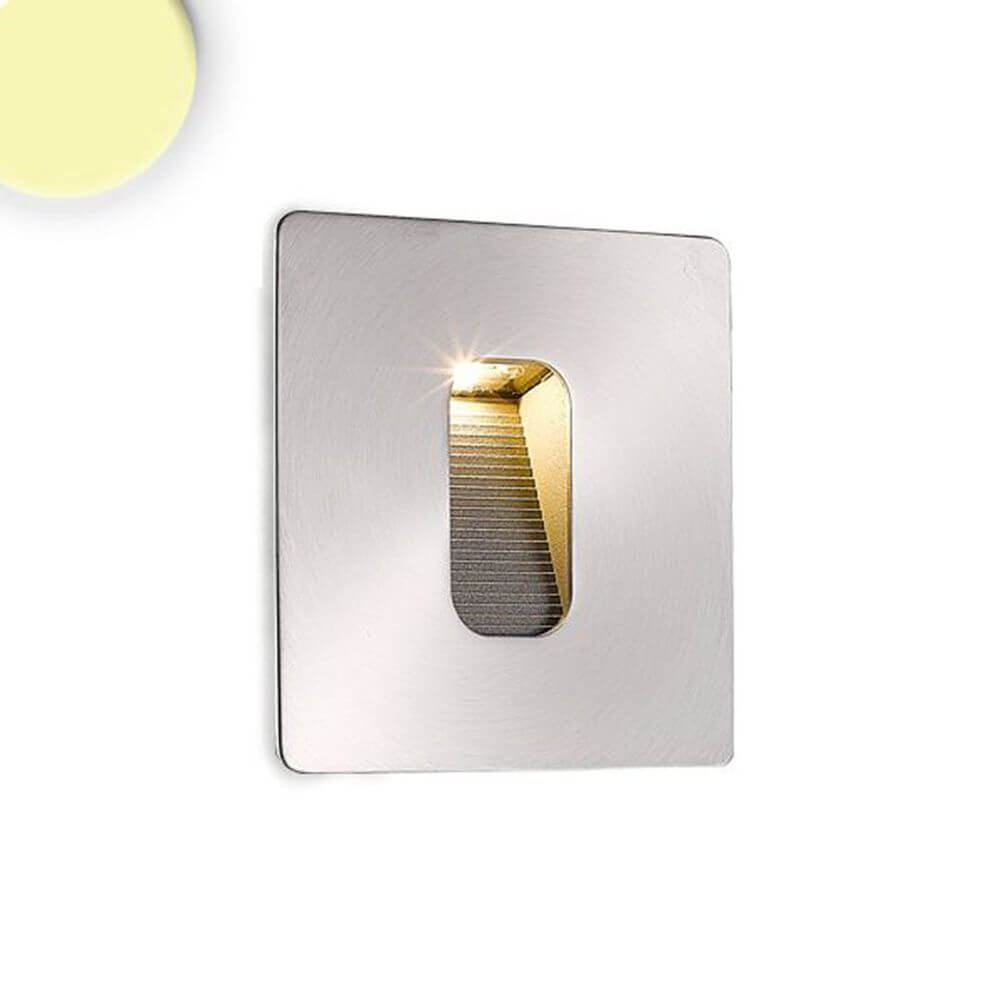 LED Wandeinbauleuchte eckig 3W Edelstahl Warmweiß IP65 mit elegantem Design und warmem Licht.