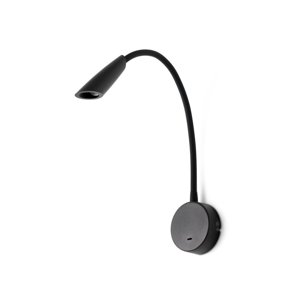 LED Wandleselampe BOKEN Schwarz an der Wand montiert, modern und elegant in Schwarz.
