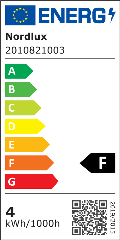Energieeffizienzlabel für Nordlux LED Wandleuchte Clyde, Kategorie F, 4 kWh/1000h.