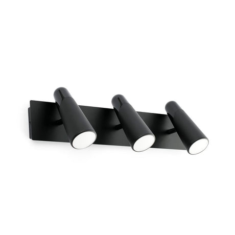 LED Applique murale LAO à 3 lumières en noir avec trois sources lumineuses dans un noir moderne.