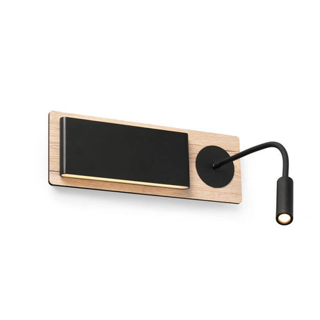 LED MOOD wall light with reading spot 2x3W brown, black in a modern design and stainless steel finish.