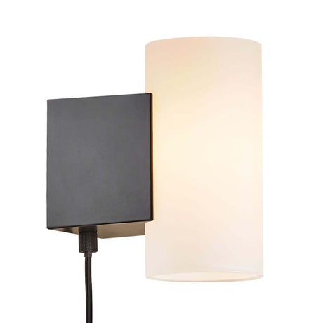 LED Wandleuchte Mona 3-step in Schwarz mit zylindrischem Lampenschirm