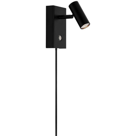 LED Applique Omari en noir avec variateur et interrupteur tactile, design minimaliste pour chaque pièce.
