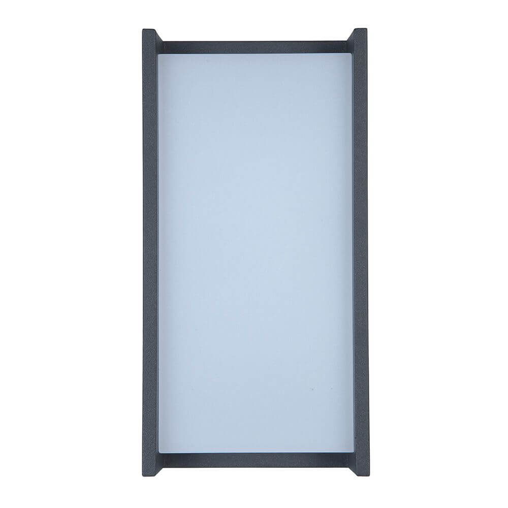 LED Außen-Wandleuchte Qubo IP54 Anthrazit mit anthrazitfarbenem Aluminium-Gehäuse und gleichmäßig abstrahlendem Diffusor.