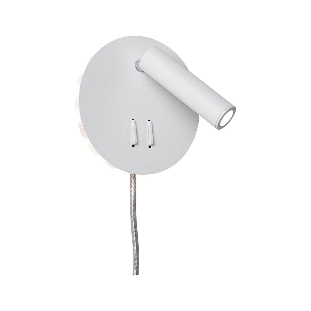 LED Wandleuchte Tabari in Weiß und Chrom - moderne Leselampe mit indirektem Licht und einfacher Montage.