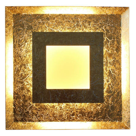 LED Wandleuchte Window M Goldfarben - quadratische Leuchte mit indirekter Lichtabstrahlung in Gold.