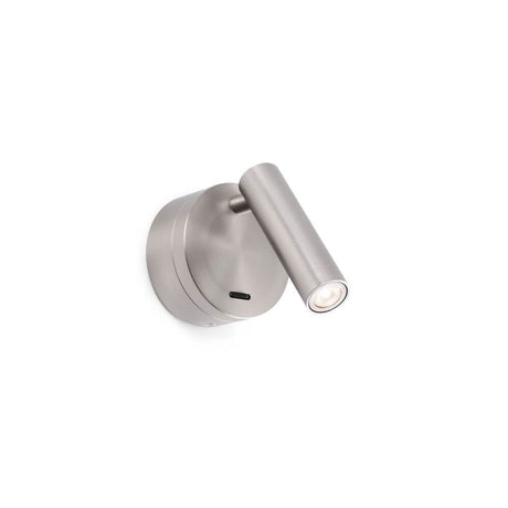 LED Wandstrahler BOC 3W 3000K Nickel-Satin an moderner Wandhalterung in Nickel-Satin Finish