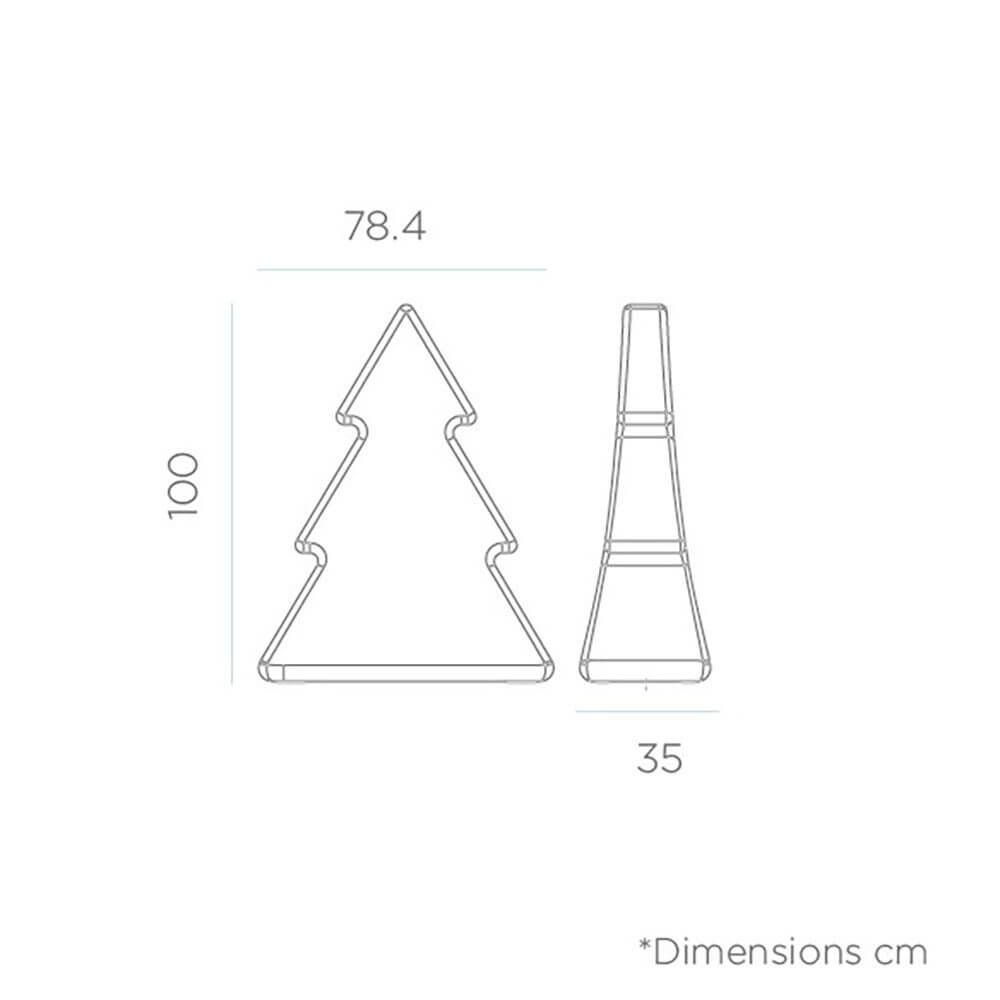Maßzeichnung des LED Weihnachtsbaum Pinus 100cm mit Abmessungen 100cm Höhe und 35cm Breite.