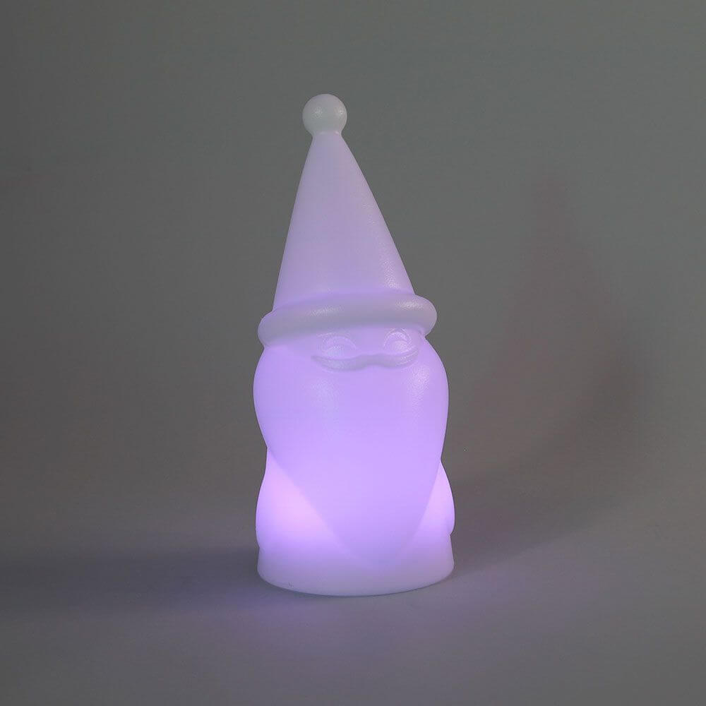 LED Weihnachtszwerg Amelio Akku + Solar IP65 in violett beleuchtet, perfekt für festliche Dekoration.